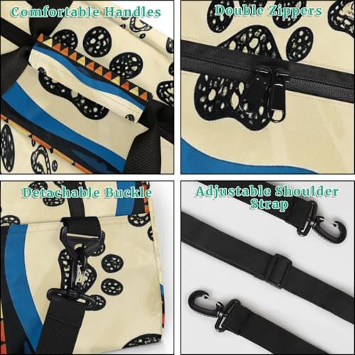 Cute Dog Paw Tribals Kids-Duffel-Bags Gymnastics Dance Bag Carry-On Overnight Travel Gym Lightweight Dance Sports Bags For Girls Boys Kids，4