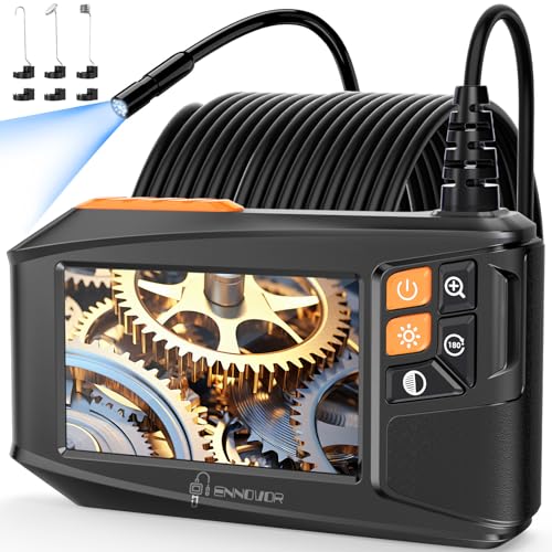 Endoscope Camera with Light, Ennovor 1920 HD Borescope with 4.3" LCD Screen, IP67 Waterproof Borescope Inspection Camera 8 LED Adjustable Lights, Flexible Endoscopic Camera 32.8FT 10M Semi-Rigid Cable by Ennovor - Used condition - CA$33.71