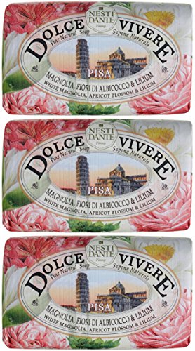 "Pisa" Perfumed Fine Natural Soap,"Dolce Vivere" Line 8.8 Ounces (250g) Packages (Pack of 3) [ Italian Import ]