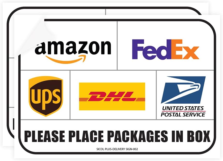 Sicol Plus Package Delivery Signs (02 pack) Package Delivery Stickers size 10 x 7 Inches