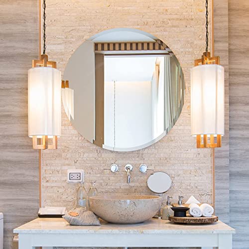 ANYHI Round Wall Mirror, Frameless Beveled Circle Mirror for Bathroom, Entryway, Living Room (16'') by ANYHI - Image 6