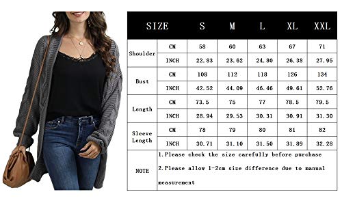 Ferrtye Womens Oversized Chunky Open Front Cardigan Sweaters Cable Knit Long Sleeve Cardigans Outwear Coats Grey #TOP5