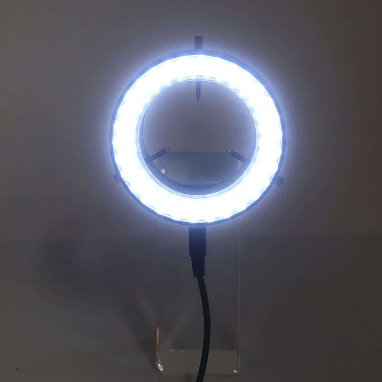 Airshi Microscopio a Luce Anulare LED per Riparazione Gioielli, Plastica, 2x Magnificazione, Alimentato a Cavo