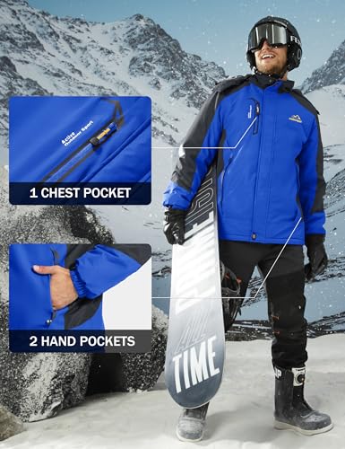 Image of MAGCOMSEN Men's Winter Ski Jacket Snow Water Resistant Jackets Warm Fleece Coats Snowboard Work Insulated Parka Raincoat