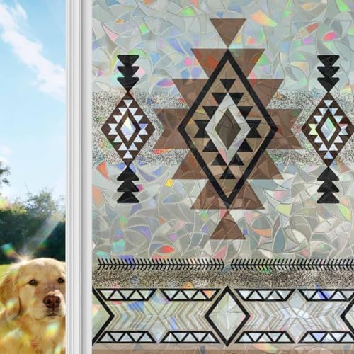 Película para ventana decorativa Stained Glass Brown 19.6x39.3 in miniatura 3