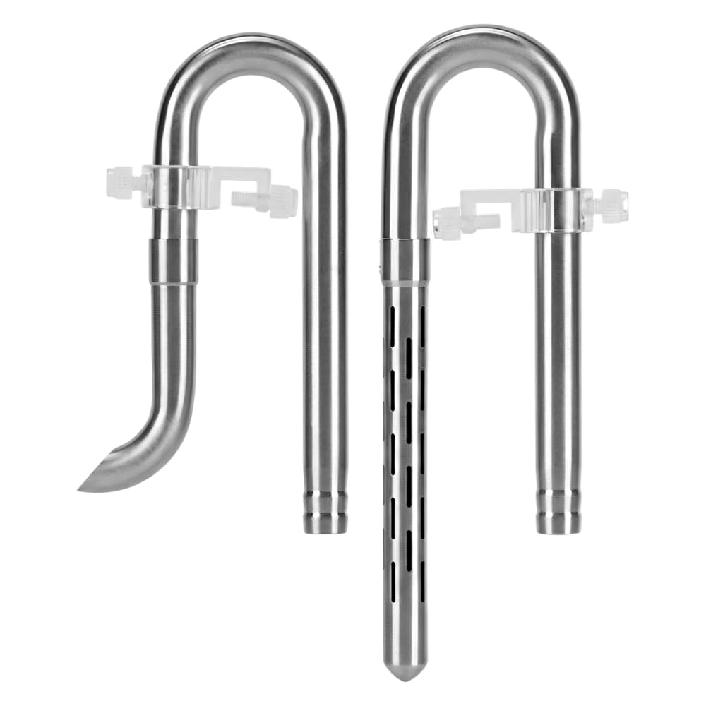 MiOYOOW Stainless Steel Lily Pipe Set, Aquarium Inflow and Outflow Pipes with Mounting Bracket Adjustable Water Skimmer Tube for Aquarium Plant Tanks