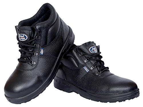 Allen Cooper AC-1144 High Ankle DIP-PU Sole, Safety Shoe (Black, Size 8)