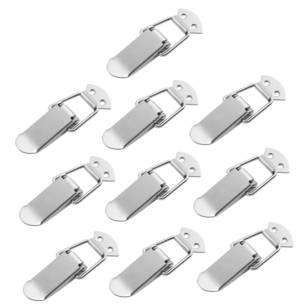 WOONEKY 10pcs Spring Buckle Toggle Stainless Catch Hasp Lock Stainless Steel Spring Case Toggle Latch Clamp Toggle Hasp Stainless Steel Toggle Latch Spring Cabinet Grip Metal