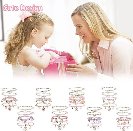 Image of 4 Pcs Beaded Cute Bracelets for Teen Girls Women, Dainty Cute Cartoon Crystal Beads Pearl Stretch Charm Handmade Adjustable Anklets Bracelet Set Birthday Gift for Friends