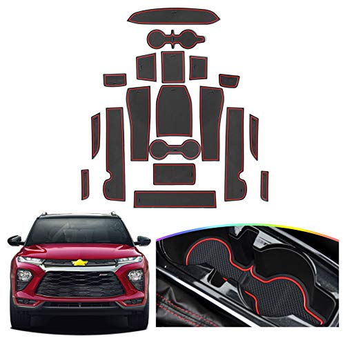SKTU for 2021-2024 2025 2026 Chevy Trailblazer Door Slot Mat 2024 2025 2026 Chevy Trailblazer Accessories Non-Slip Interior Door Groove Gate Pad Fit Door Compartment Cup Center Console Liners (Red)