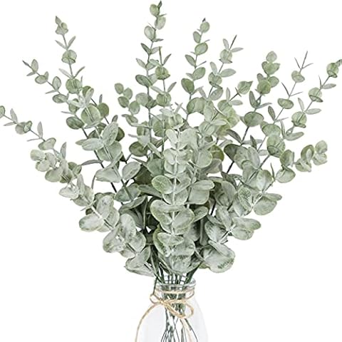 Tiyard 18pcs Eucalyptus Stems Artificial Eucalyptus Leaves Stems Artificial Fake Flowers for Home Office Flowers Bouquet Centerpiece Wedding Decoration Christmas Decor 2024 Cover