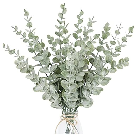 Tiyard 18pcs Eucalyptus Stems Artificial Eucalyptus Leaves Stems Artificial Fake Flowers for Home Office Flowers Bouquet Centerpiece Wedding Decoration Christmas Decor 2025