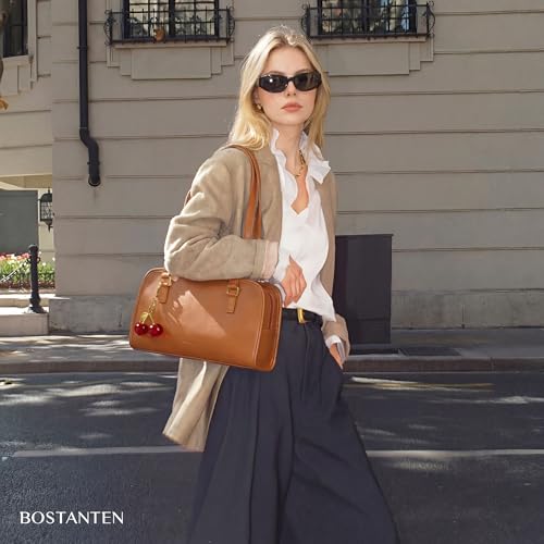Image of BOSTANTEN Shoulder Bag with Cherry Charm Vegan Leather Purse for Women