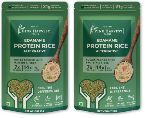 Image of Pink Harvest Farms Edamame High Protein Rice| Vegan |Low GI | Diabetic Friendly - 1 Kg (Pack of 2)