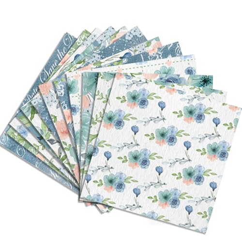 Papier floral pour scrapbooking bleu cartonné imprimé loisirs créatifs