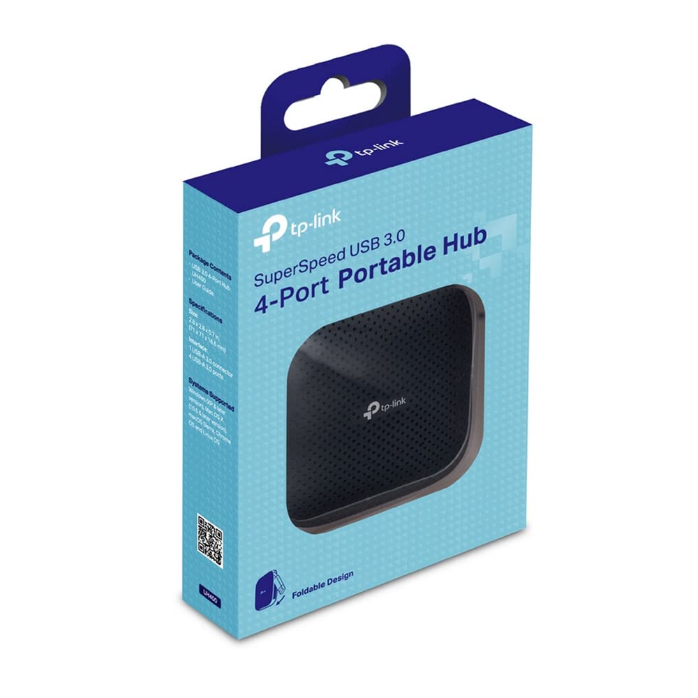 TP-Link UH400 Hub USB 3.0-4 in 1, 4 Porte, Sdoppiatore, Multipresa Portatile, 4 Indicatori LED, Design con Cavo Pieghevole, Ultra Compatto, Adattatore per Windows, Mac OS X, Linux