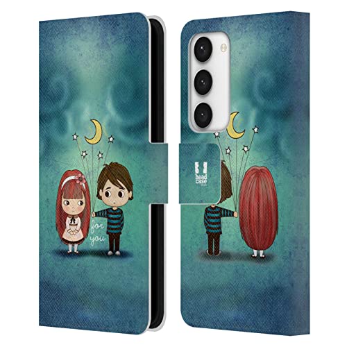 Étui portefeuille Galaxy S23 5G Head Case idée cadeau motif poétique lune