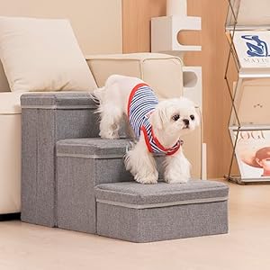   Uross-Dog-Stairs-with-Storage-3-Steps-Dog-Steps-for-Small-Medium-Large-Dogs-Pet-Stairs-to-Bed-for-Old-Dog-Cats-Dog-Puppy-Steps-for-Couch-Grey