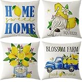Onerisly Spring Summer Pillow Covers 18x18, Home Lemon Blossom Farm Spring Pillow Covers 18x18 Pillo