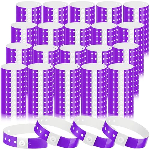 Image of Henoyso 600 Pcs Purple Plastic Wristbands for Events Vinyl Waterproof Pool Wristbands Neon Color Plastic Bracelet for Party Events Arm Band Identification for Concerts Carnivals