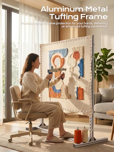 Image of NODOCA Rug Tufting Frame Kit, 53.5'' Aluminum Metal for Making, Primary Cloth Stand, Fabric Supplies, Carpet Gun Kit