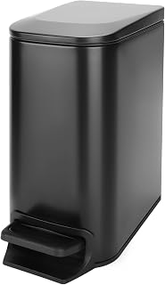 Cesun 1.6 Gallon Small Bathroom Trash Can with Soft Close Lid, Step Pedal, Stainless Steel Removable Bucket, Matt Black