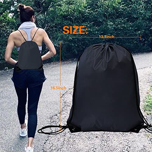 Codobon 40 Pcs Drawstring Backpack Bulk Draw String Bags Cinch Polyester Bag For Gym Sport, Black #TOP4
