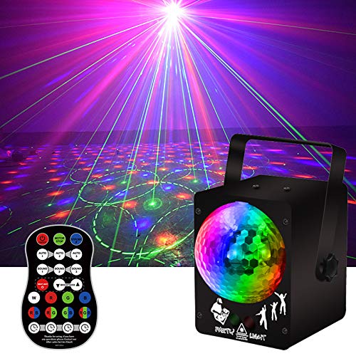 Party Disco Lights, Disco Mirror Ball Light DJ Strobe Light Sound Activated, RGB Led Stage Lights for Indoor Parties Birthday DJ Bar Karaoke Xmas Wedding Show Club Pub & Timer Remote Control (Black)