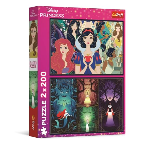 Trefl - Puzzle 2 en 1 : Disney Princess, Princesses charmantes - 2 x 200 Pièces - Ensemble de Deux Puzzle pour Les Adolescents