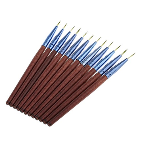MERISHOPP Set OF 12PCS Professional Multipurpose Liquid Eyeliner Brushes Beauty Supplies Cosmetic Tool Blue Brown 4.7 inch | Health & Beauty | Makeup | Makeup Tools & Accessories | Brushes