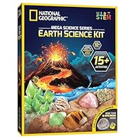 NATIONAL GEOGRAPHIC Earth Science Kit - Over 15 Science Experiments & STEM Activities for Kids, Includes Crystal Growing Kit, Volcano Science Kit