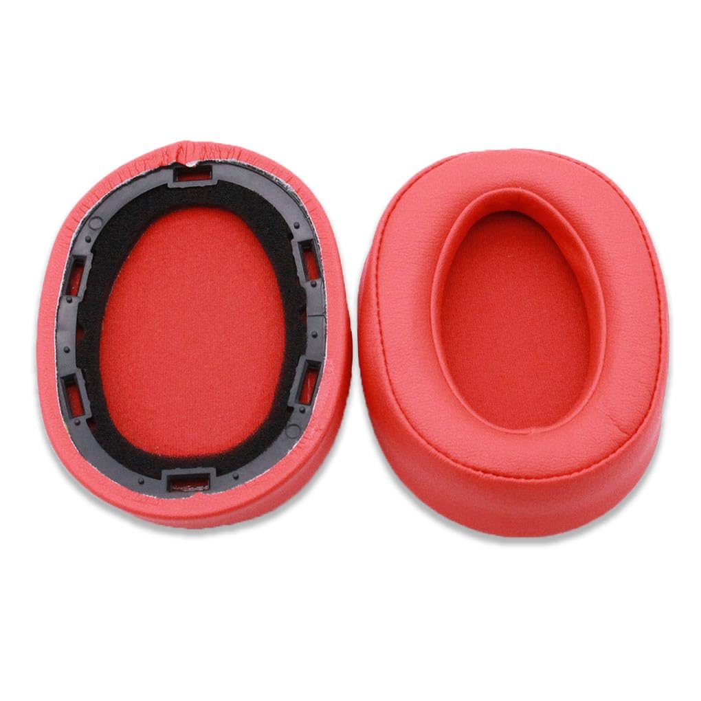 Lot de 10 coussinets en cuir pour écouteurs intra-auriculaires de rechange pour casque MDR-100ABN Rouge