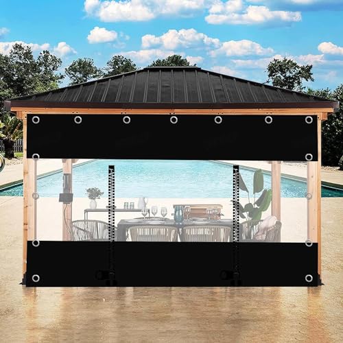 Tende impermeabili in tela trasparente con cerniera per porta per pergola, gazebo, patio, 1,5 x 2 m