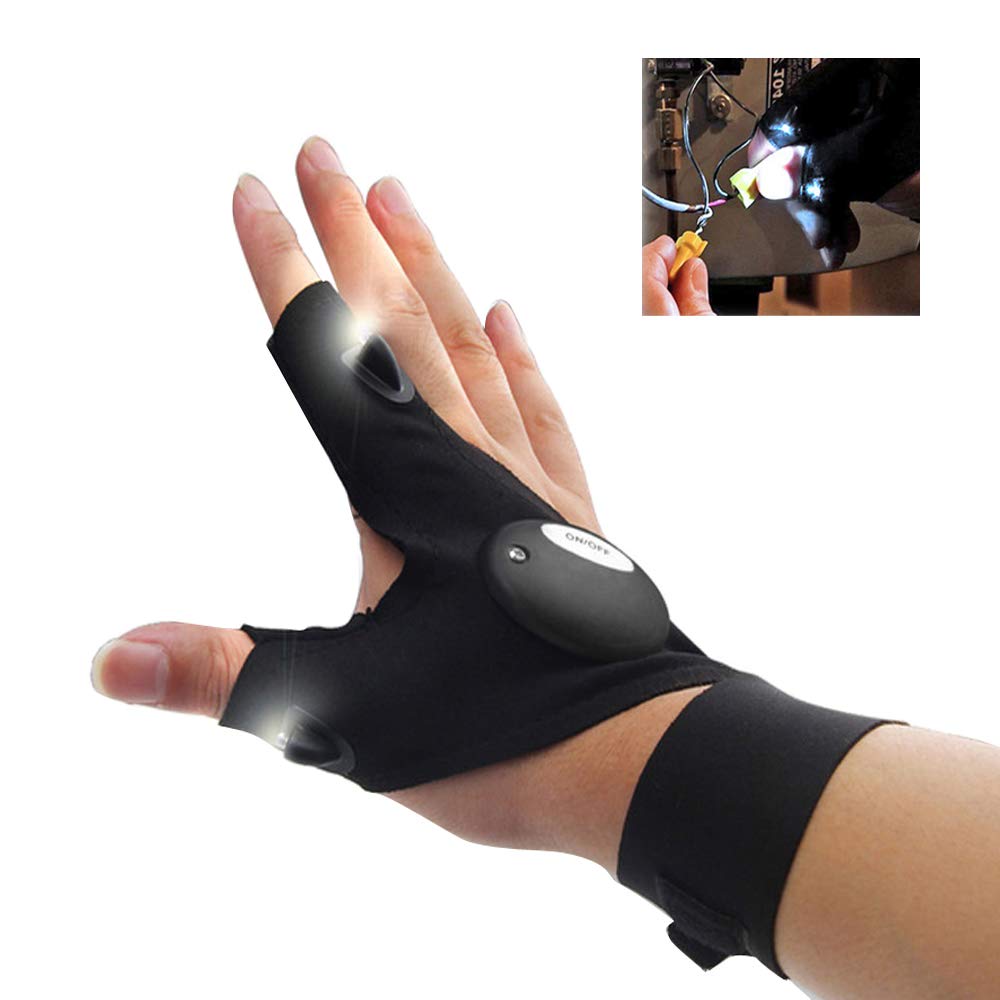 Futaba Fishing Strap Fingerless LED Glove Flashlight Torch - Left 1