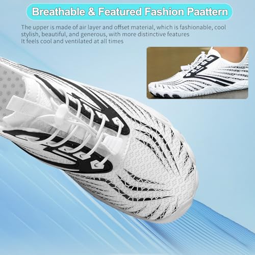 Image of Beach Water Shoes for Women Men Quick Dry Non-Slip Wide Toe Hike Barefoot Footwear for Beach Pool Aqua Swim Surf Walk