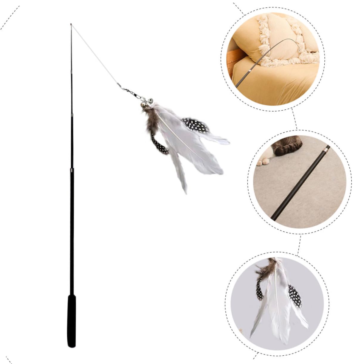 Toddmomy 8pièces Canne Téaser pour Chat Baguette Interactive Télescopique avec Plumes Jouet pour Chaton Et Chat Maison