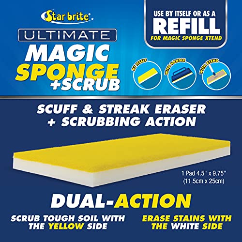 Image of STAR BRITE Ultimate Magic Sponge +Scrub Pad - Use by Itself, with Handle or with XTEND Flex Head for up to 10'+ of Reach (41001) (Pack of 2)