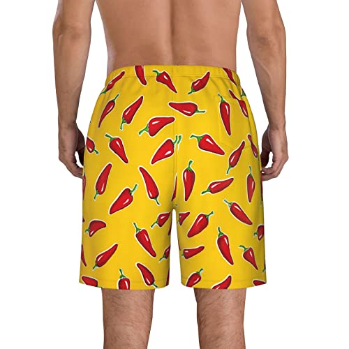 Men's Yellow Peppers Red Chiles Pattern Shorts Casual Lightweight Summer Beach Shorts2