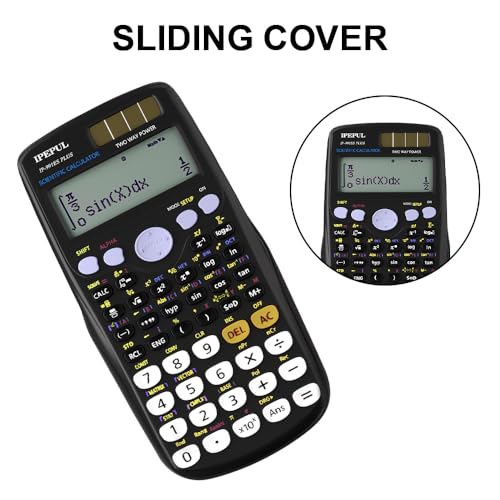 Image of Scientific Calculators, IPepul Math Calculator with 417 Function, Solar Battery Power and 4-Lines Display, School Supplies for Middle High College Students Teachers (Black)