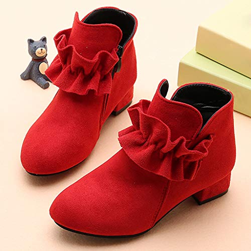 EnJoCho 4-12Y Children Girls Princess Shoes Little Kid Fashion Casual Short Boots Comfy Single Shoes Big Kid Warm Snow Boots4