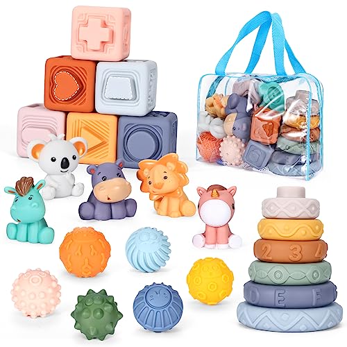 Jouet Bebe 6 9 12 18 Mois - 25pcs Jeux Montessori, Cube d'activité bébé pour Apprentissage et Dentition, Jeux...