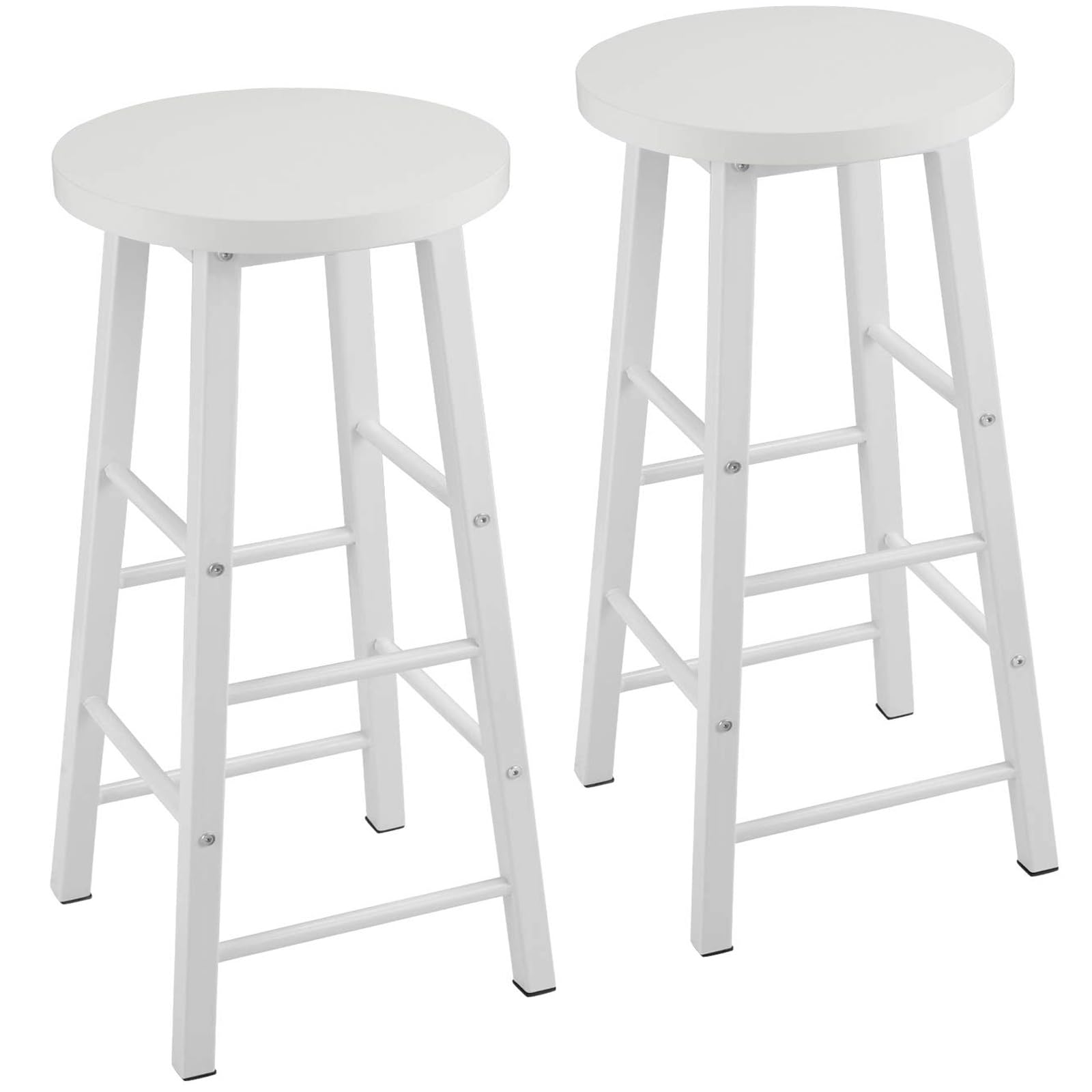 WOLTU 2X Taburete de Bar Muebles Cocina Silla de Comedor Taburete Alto para Salon Cocina Estructura de Metal, MDF Blanco BH130ws-2