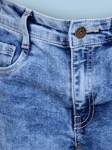 Image of KiddoPanti Girls Solid Waist Elasticated Straight Fit Jeans