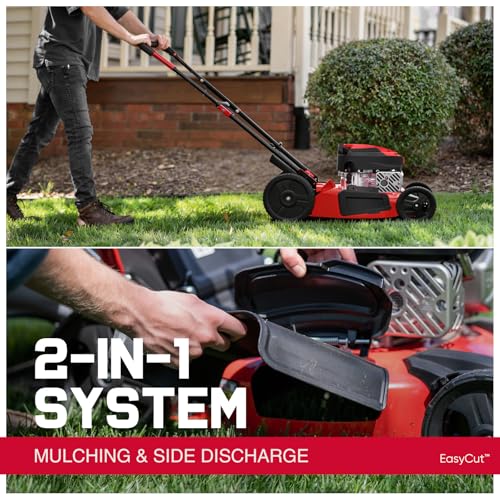 Image of PowerSmart 21-Inch Gas Lawn Mower, 144cc 4-Cycle OHV Engine, Push Mower with Mulching & Side-Discharge, 6 Cutting Heights