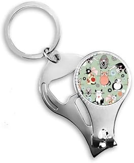 Animal Pet Cute Cat Family Nail Nipper Ring Key Chain Bottle Opener Clipper