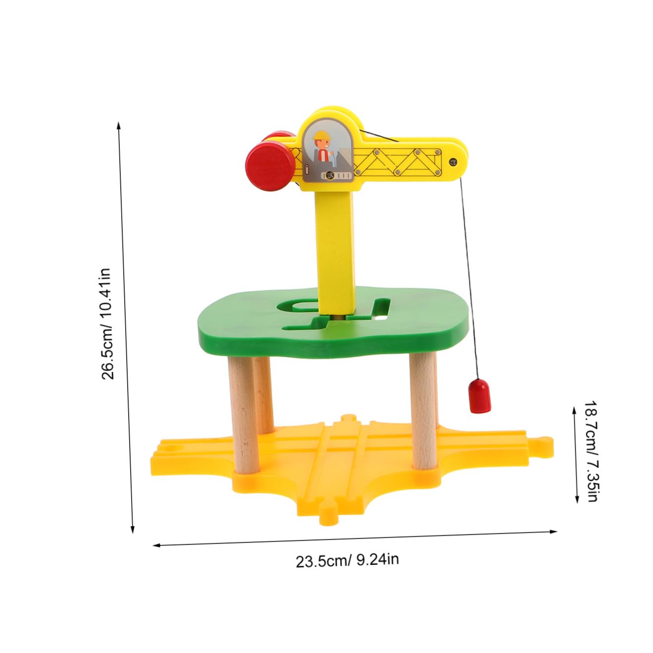 Gatuida 1 set di treni gru in legno per bambini con motore di ispezione di simulazione, accessori di espansione per binari ferroviari gru fai da te
