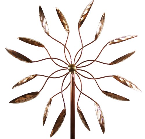 Stanwood Wind Sculpture Kinetic Copper Wind Sculpture, Dual Spinner Spinning Ficus Leaves