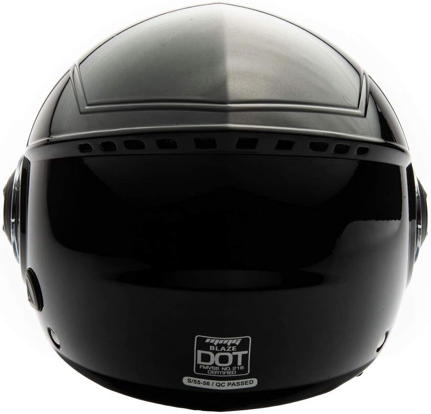 MMG Helmets Open Face Pilot Style Integrated Flip Up Visor DOT - Model 28 (Shiny Black, XL)