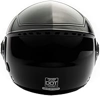 Vista 4 de Casco con cara descubierta para motocicleta Scooter, con visor DOT práctico que se puede levantar, XL, Negro (Shiny Black)
