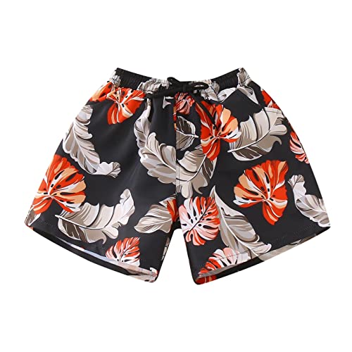Bañador para niños pequeños, estilo resort de moda, pantalones de playa estampados, pantalones de secado rápido, surf, natación, ropa de baño para niño, Negro , 9-10 años